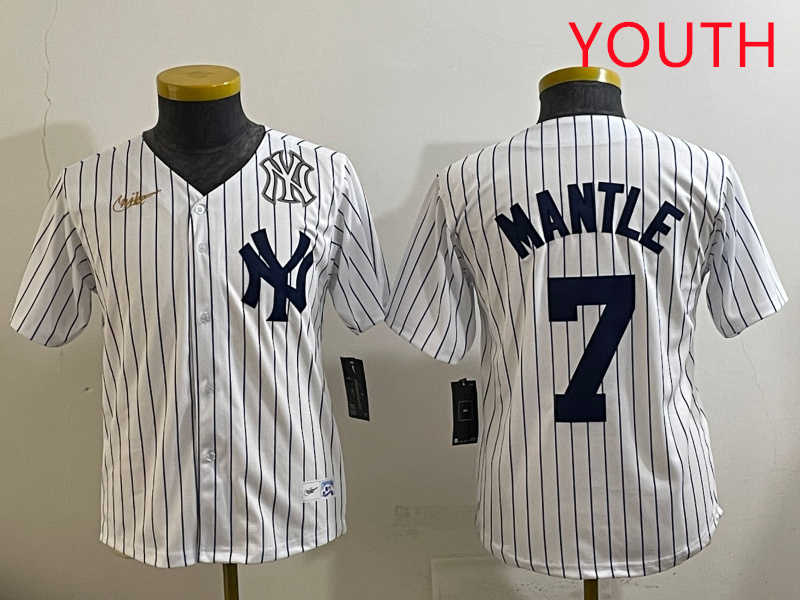 Youth New York Yankees #7 Mantle White 2025 Nike MLB jersey style 3->youth mlb jersey->Youth Jersey
